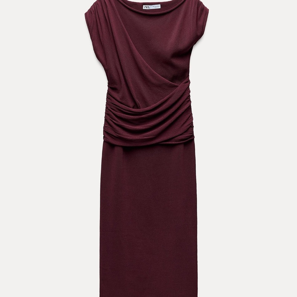 Zara Draped knit dress - burgundy
